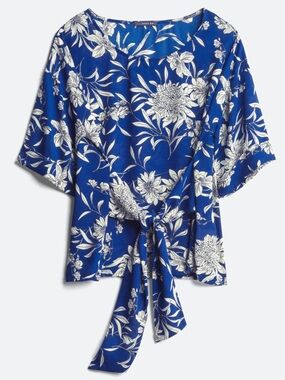 West Kei Blue and White Floral Women’s Blouse